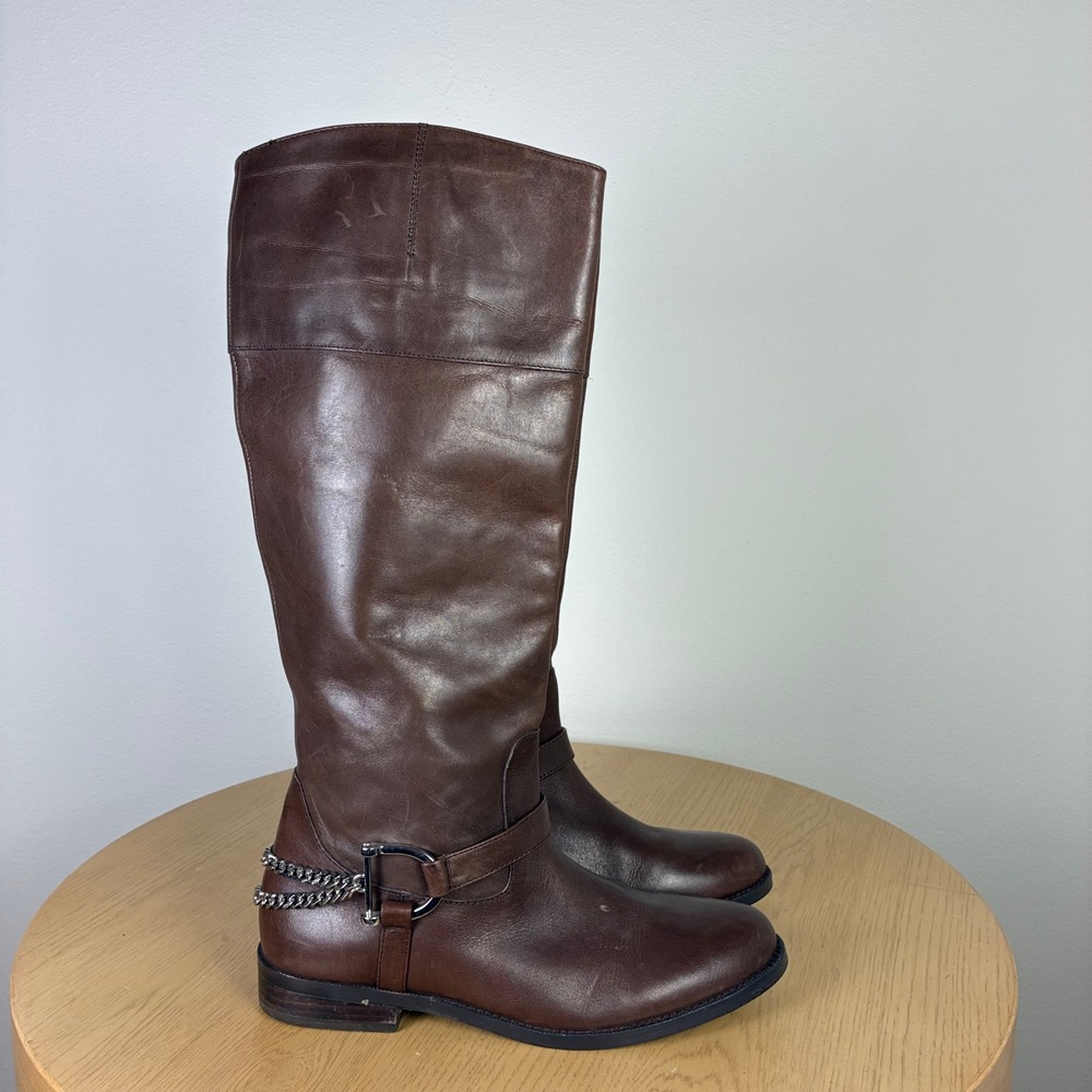Lauren Ralph Lauren Jacqui Riding Boots Chain Buckle Detail Women's 7.5 Preppy